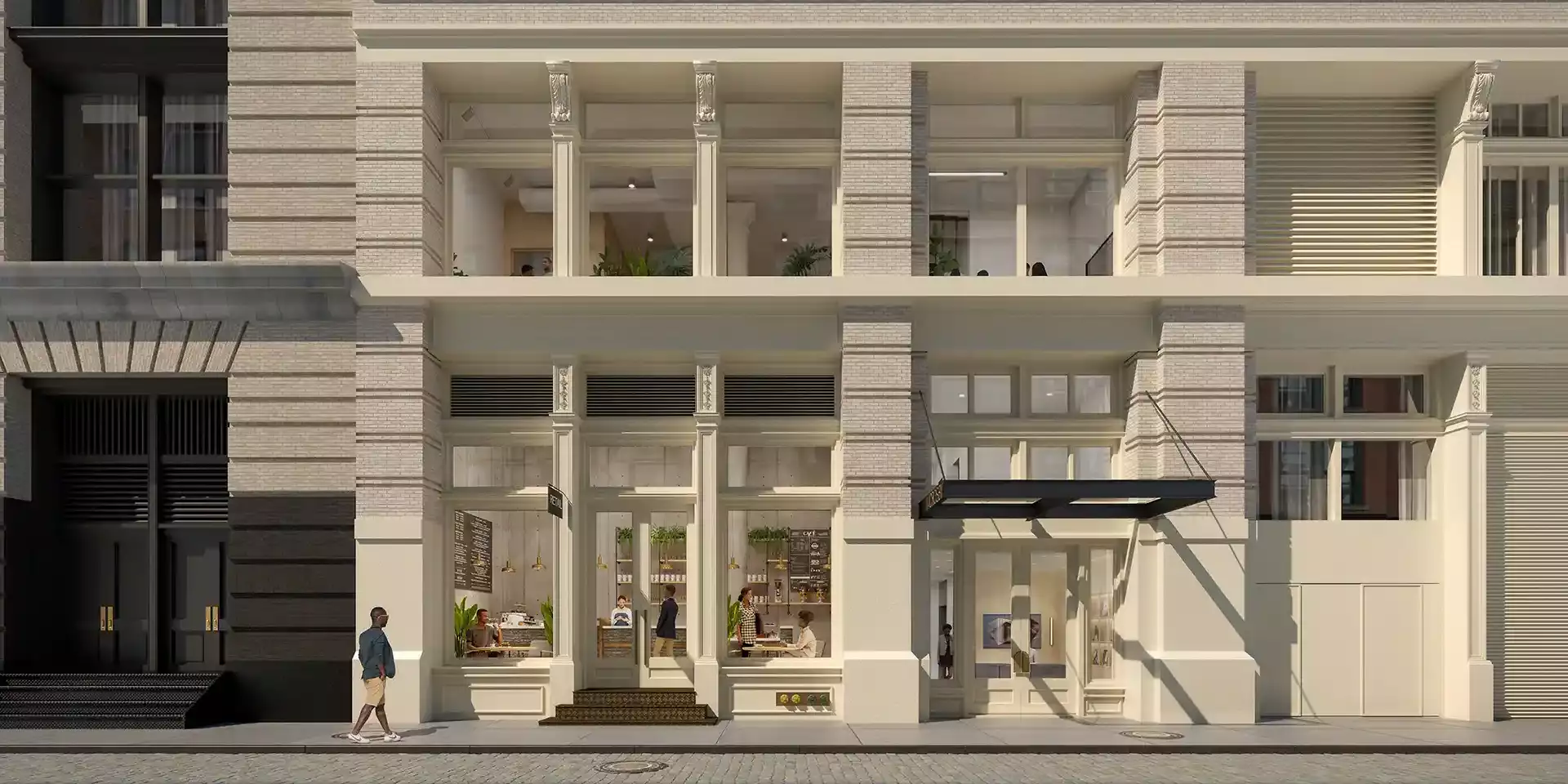 114 Crosby Street, NYC renovated Manhattan office building for lease with oversized ceilings and large windows in the heart of SoHo